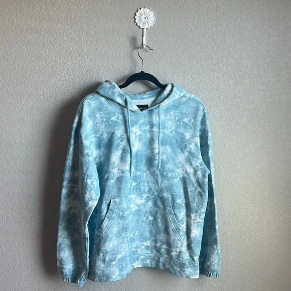 Original Use Light Blue White Tie-Dye Hoodie 100% Cotton Size Medium